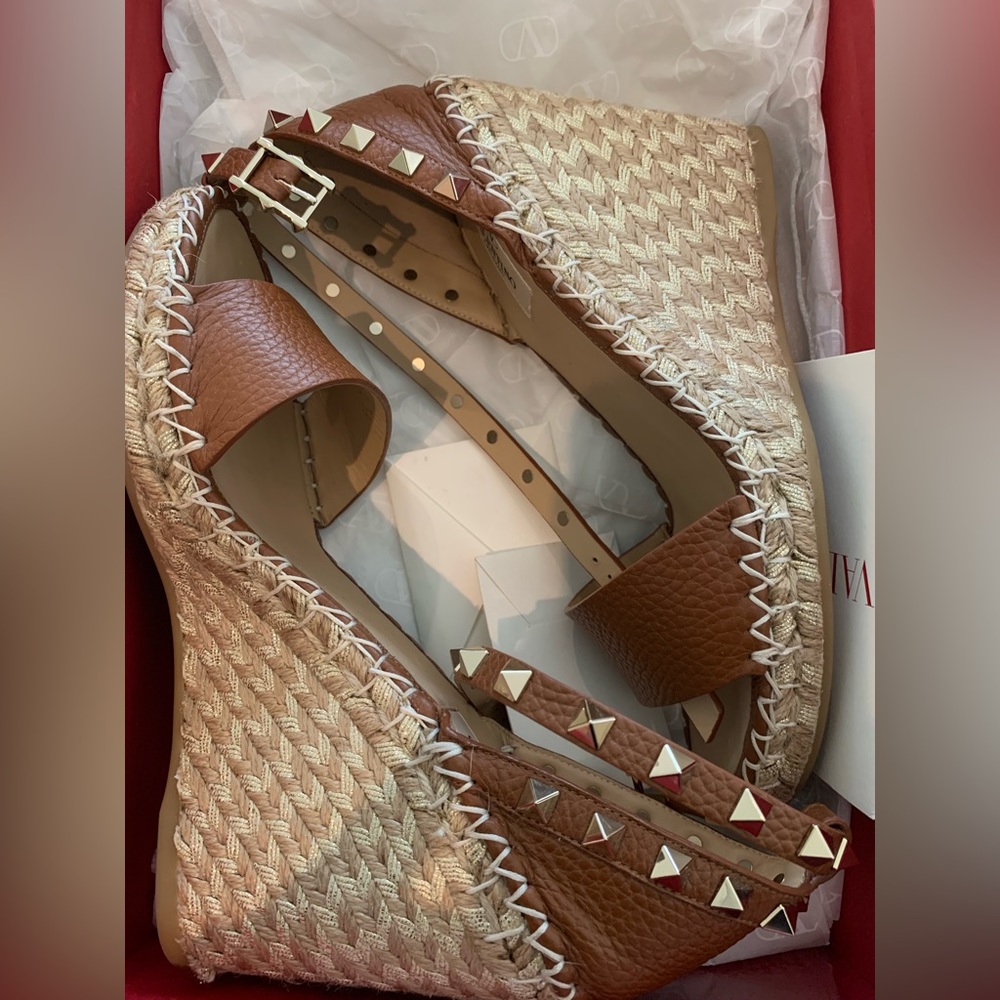 Valentino Rockstud wedge espadrilles. Size 38 New in Box.